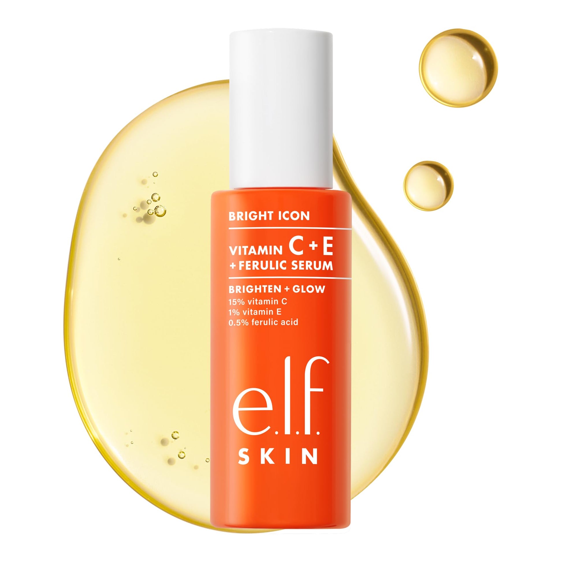 e.l.f. SKIN Bright Icon Vitamin C + E + Ferulic Serum, Brightening & Soothing Face Serum, Helps Even Skin Tone, Vegan & Cruelty-Free, 30ml