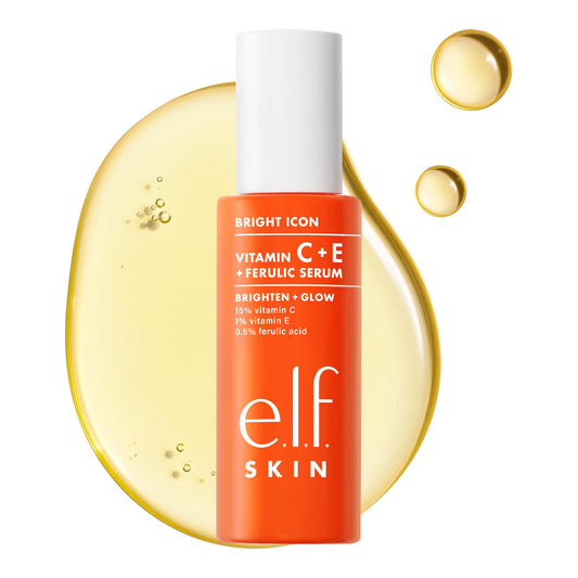 e.l.f. SKIN Bright Icon Vitamin C + E + Ferulic Serum, Brightening & Soothing Face Serum, Helps Even Skin Tone, Vegan & Cruelty-Free, 30ml