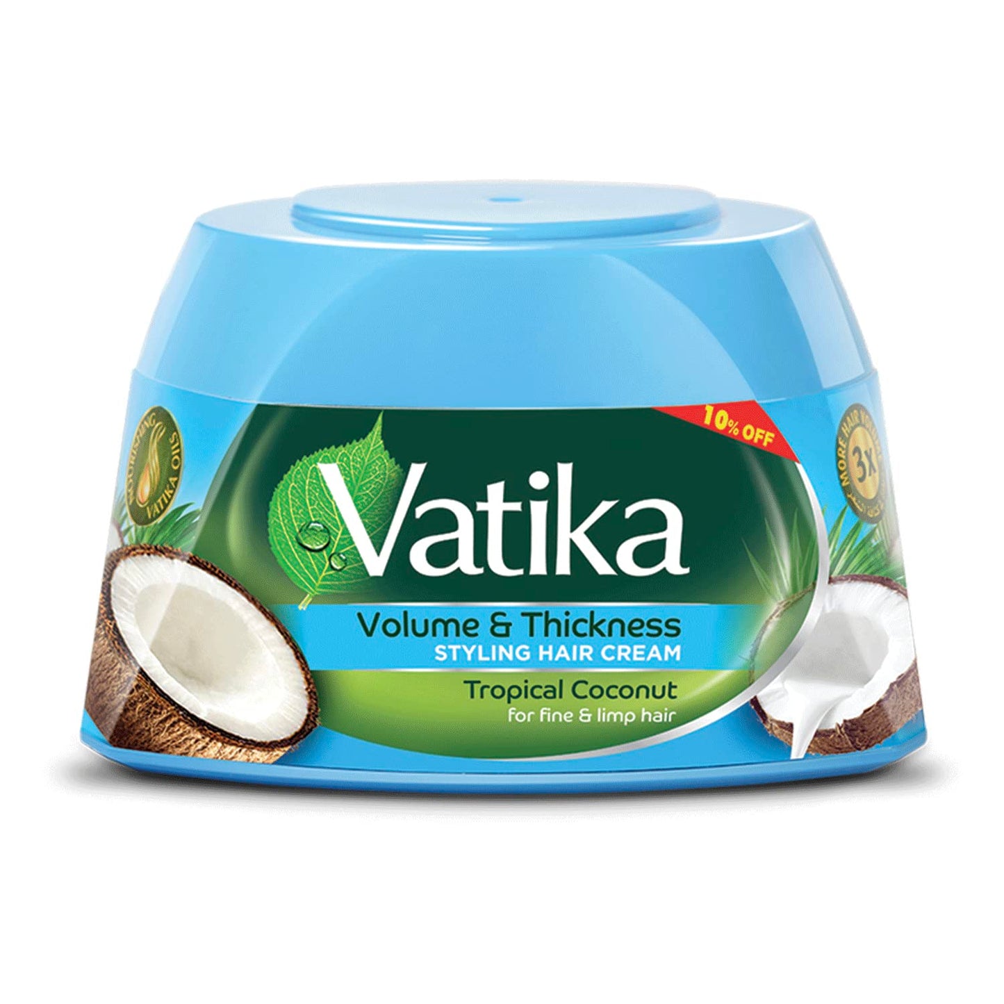 Vatika Naturals Tropical Coconut Styling Hair Cream (190mL) + 10% OFF| Promotes Volume and Thickness | Nourishing Vatika Oils | For Fine and Limp Hair