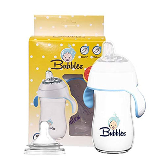 Bubbles Baby Cup with Handles, 280 ml - White and Blue