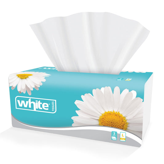 White Flexi Facial Tissues – 500 Tissues, 3-Ply Large| Ultra-Soft, Thick & Strong for Daily Use