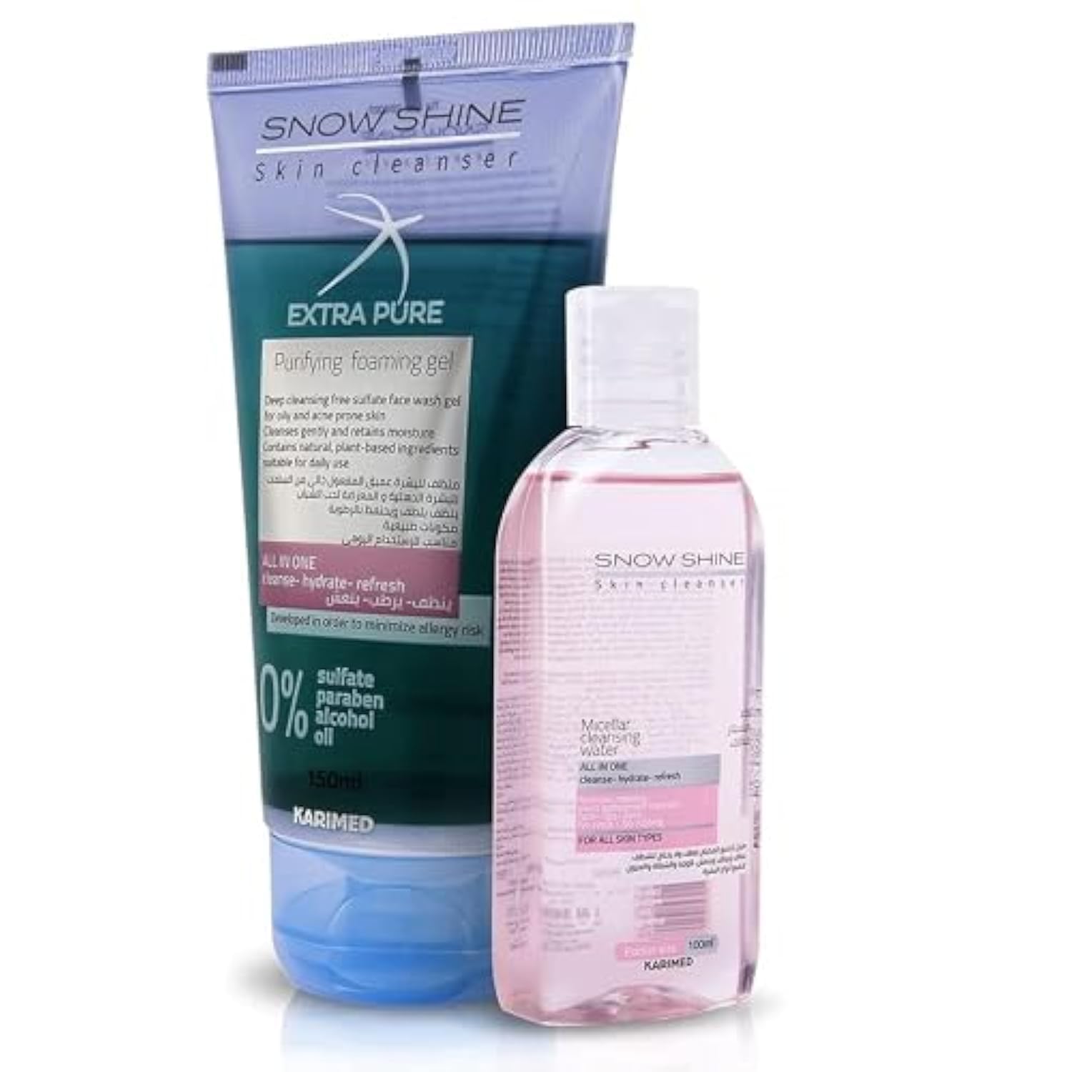 Snow Shine SNOWSHINE SNOW SHINE Free Sulfate Face Wash Gel For Oily Skin 150ML Plus Micellar Water 100ML
