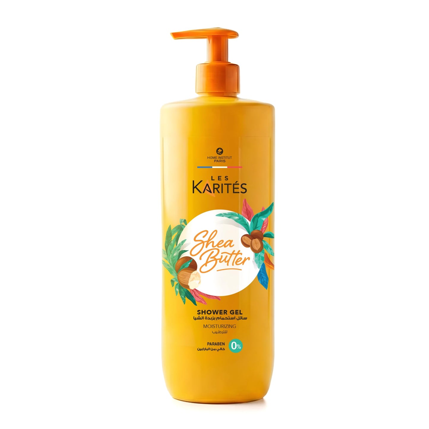 Les Karités Moisturizing Shower Gel (500ml) - Enriched with PEG-50 Shea Butter & Glycerin - 0% Paraben Body Wash for Dry Skin - Leaves Skin Silky Smooth & Soft - French Formulation