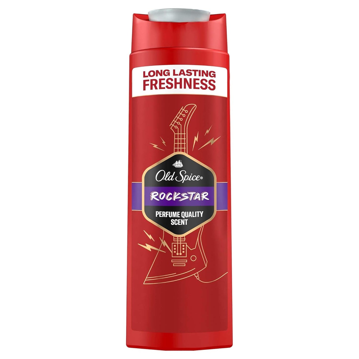 Old Spice Rockstar 3-in-1 Shower Gel & Shampoo for Men, 400 ml, Long-Lasting Fresh Fragrance in Perfume Quality for Hair Face Body