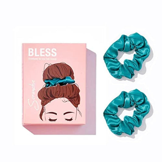 Bless Turquoise Satin Scrunchie Set
