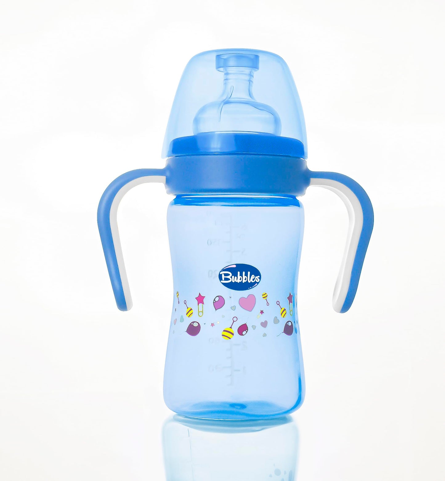 Bubbles Classic feeding bottle with hand 180ml Blue