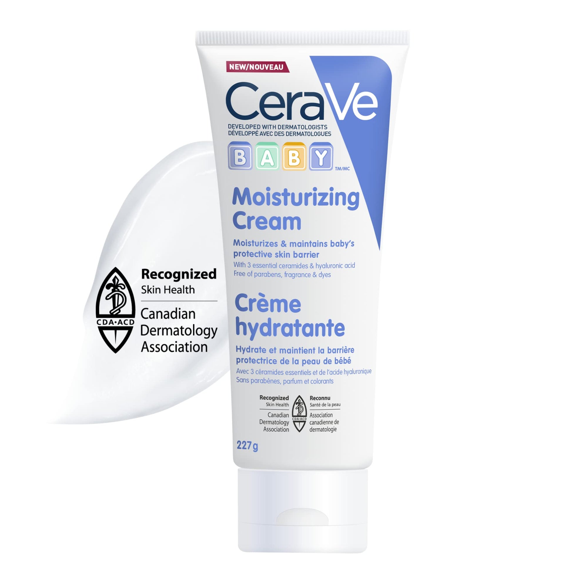 CeraVe Baby Moisturizing Cream, Gentle Baby Skincare For Face and Body with Ceramides and Hyaluronic Acid, Fragrance-Free, Paraben-Free & Dye-Free, Developed with Pediatric Dermatologists, 227GR