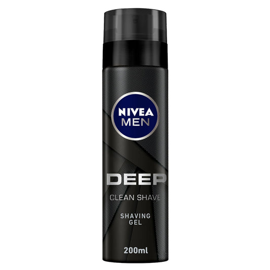NIVEA MEN Shaving Gel, DEEP Clean Shave Antibacterial Black Carbon, 200ml