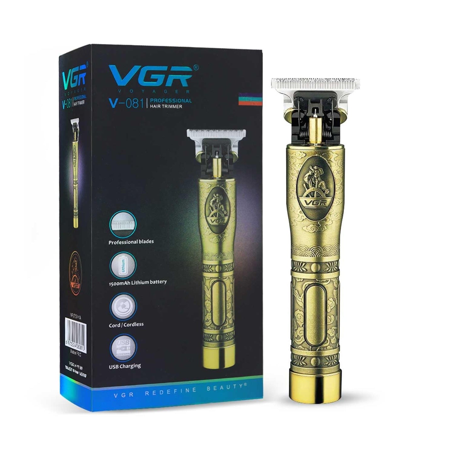 VGR V-081 Professional Hair trimmer for Men's 180 Mins unstoppable performance (Gold)
