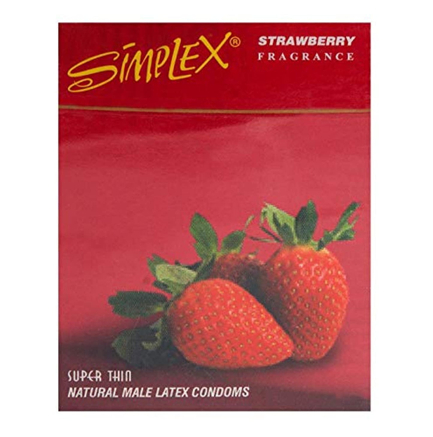Simplex strawberry super thin natural male latex condoms - pack of 3