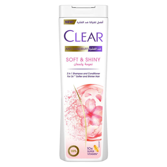 CLEAR Anti Dandruff 2IN1 Shampoo and Conditioner Soft & Shiny, for 3X softer and shiner hair, 360ML