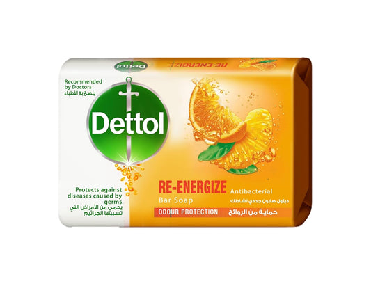 Dettol Re-Energize Antibacterial Bar Soap, 10X Better Odor Protection, 115g