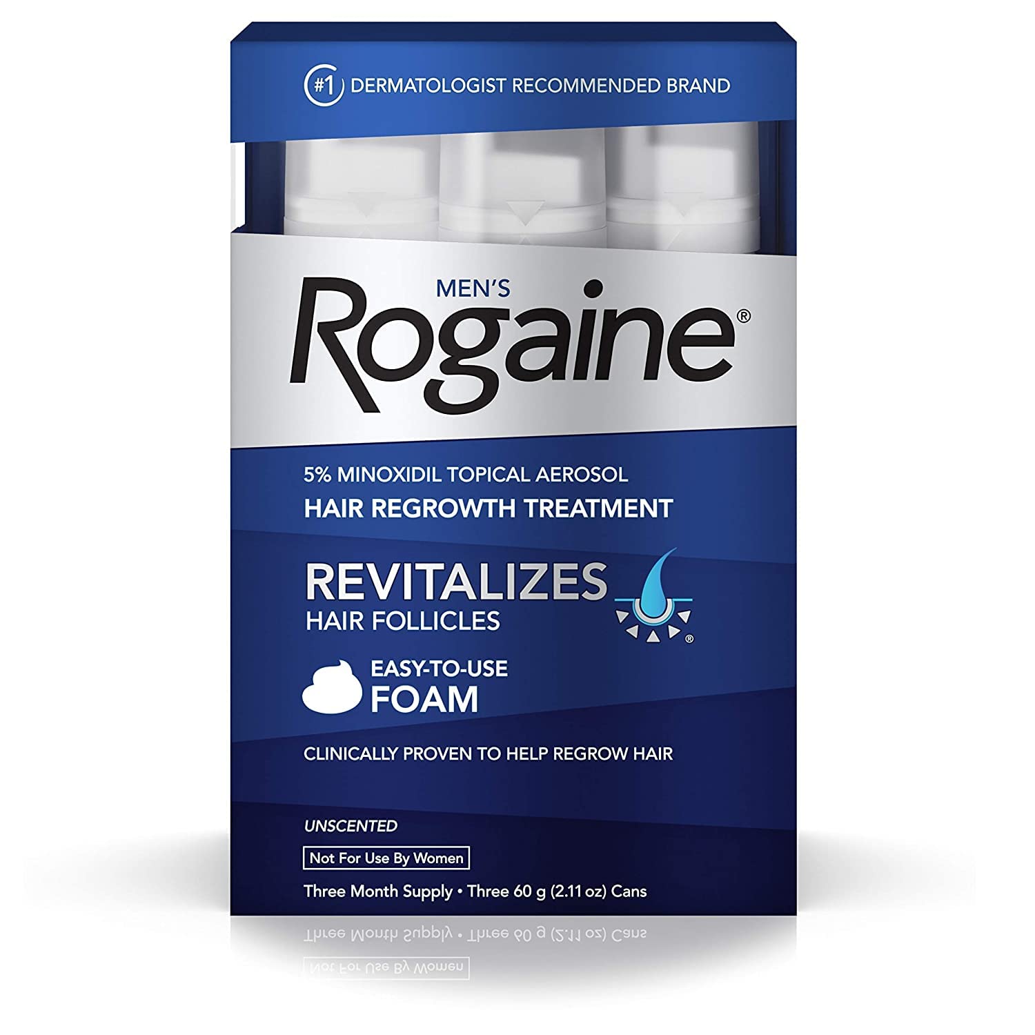 Rogaine Men's Rogaine 5% Minoxidil Foam for Hair Loss and Hair Regrowth, Topical Treatment for Thinning Hair, 3-Month Supply