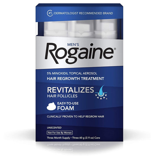 Rogaine Men's Rogaine 5% Minoxidil Foam for Hair Loss and Hair Regrowth, Topical Treatment for Thinning Hair, 3-Month Supply