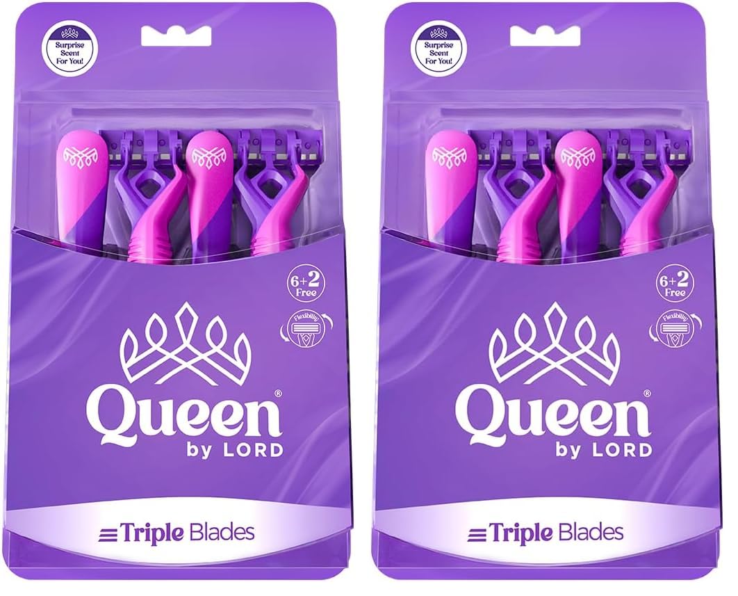Queen By Lord Disposable Lemon Scented Triple Blades Razors 8-Pieces (Pack of 2)