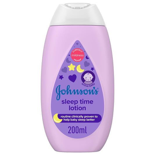 Johnson's Baby Sleep Time Moisturizing Lotion 200ml, pH Balanced, Allergy Minimizing Formula to Nourish & Soothe Delicate Skin, Helping Baby Feel Healthy & Comfortable at Night.