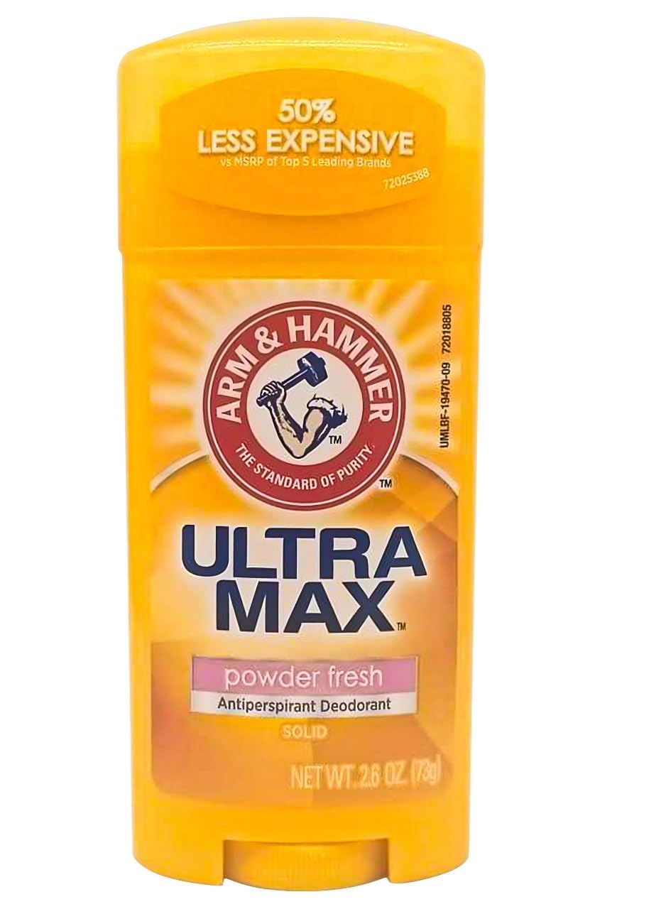 ARM & HAMMER Ultramax Deodorant Antiperspirant Invisible Solid, Powder Fresh - 2.6oz