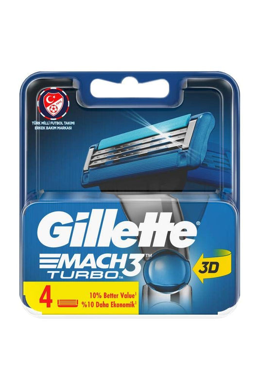 Gillette Mach3 Turbo Razor Blade Refills – Packaging May Vary – Pack of 4