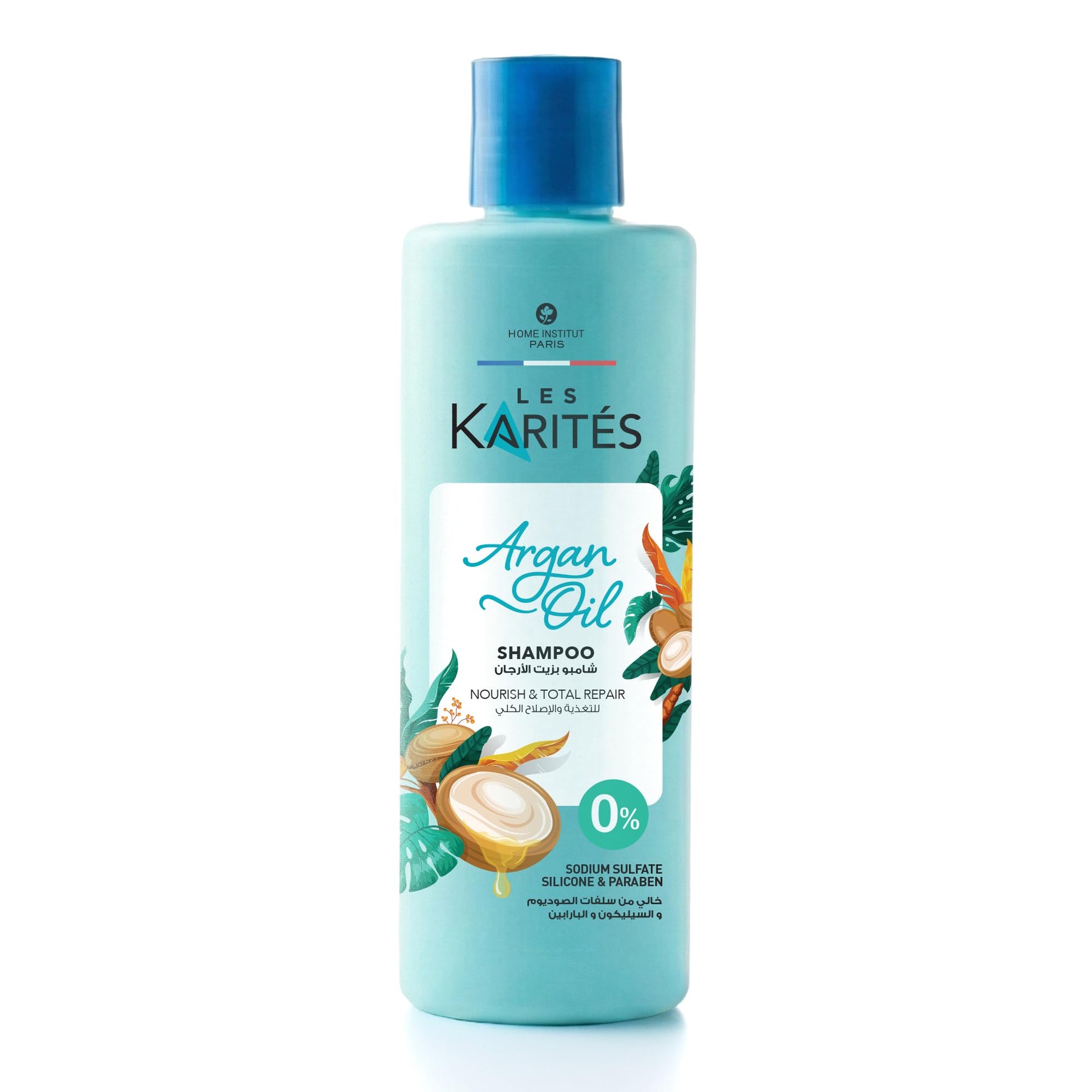 Les Karités Argan Oil Nourish & Total Repair Shampoo (400ml) - Sulfate Free & Silicone Free - With Argan, Coconut & Avocado Oils - Repairs Damaged Hair & Restores Vitality