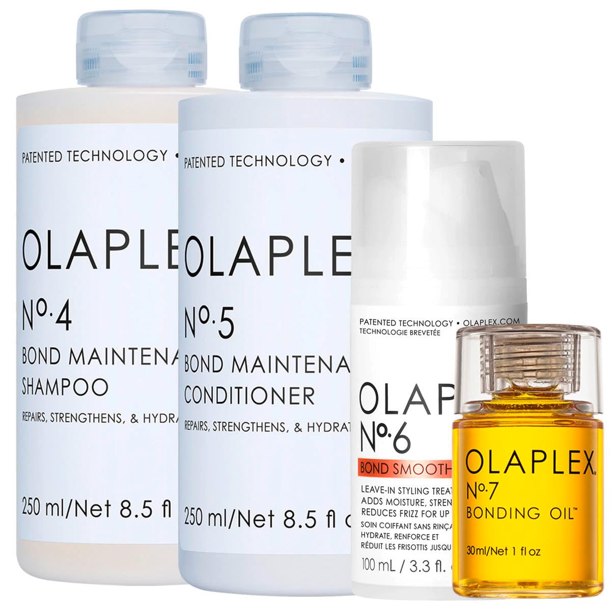 OLAPLEX Bond Maintenance Shampoo No 4,250ml, with Conditioner No 5,250ml, Smoother No 6,100 ml, Oil No 7,30ml