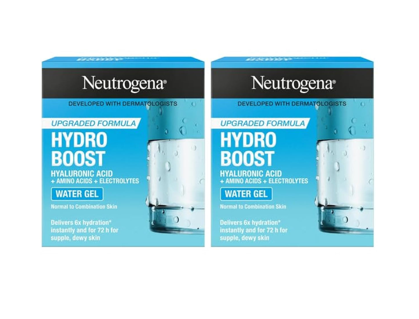 Neutrogena Face Moisturizer Water Gel, Hydro Boost, Normal to Combination Skin. For dehydrated, dull and tired-looking skin. Instantly delivers intense hydration, 50ml (Pack of 2)