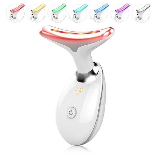 Beauty beast Facial Massager for Face and Neck, Face culpting Wand with 7 Color, Red-Light-Therapy-for-Face and Neck Tool for Skin Care (White) (White, Style1)