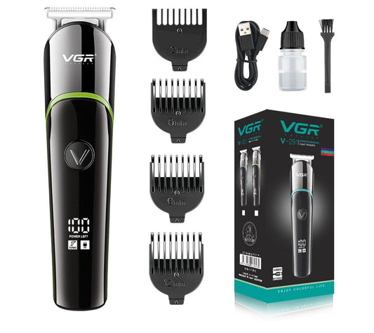 Vgr V-291 Professional Rechargeable Turbo Function Cordless Beard/Hair Trimmer Kit With Guide Comb, Usb Charging Cord For Men Family & Pets, Green