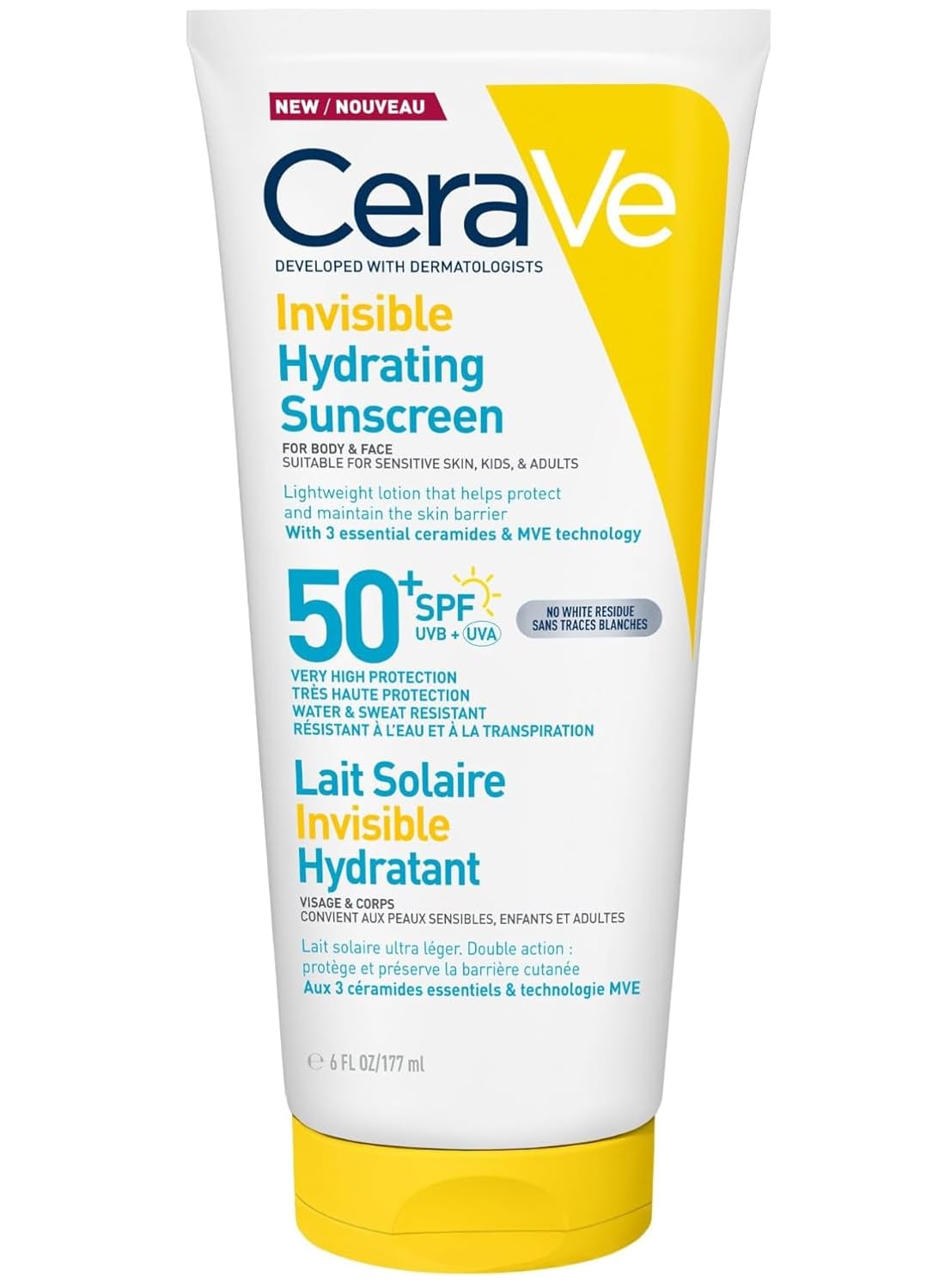 CeraVe Invisible Hydrating Sunscreen Body SPF 50+ Suitable for Adults & Kids 177ml
