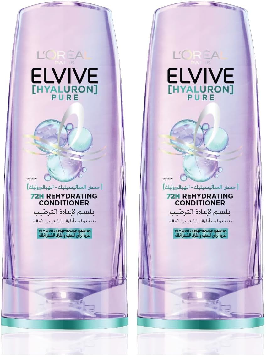 L’Oréal Paris Elvive Hyaluron Pure Rehydrating Conditioner for Oily Hair 200ML (Pack of 2)