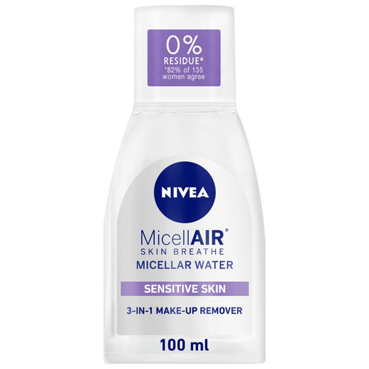 NIVEA Micellar Water 3-in-1 Makeup Remover, Sensitive Skin, 100ml