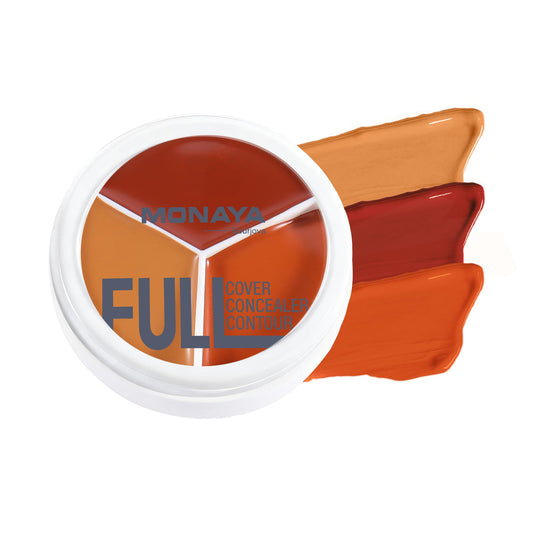Monaya C007 Full Coverage Concealer & Contour – High Coverage Cream Formula, 3 Shades for Concealing, Sculpting & Defining, Long-Lasting, Smooth Blend, Vegan & Cruelty-Free (C102)