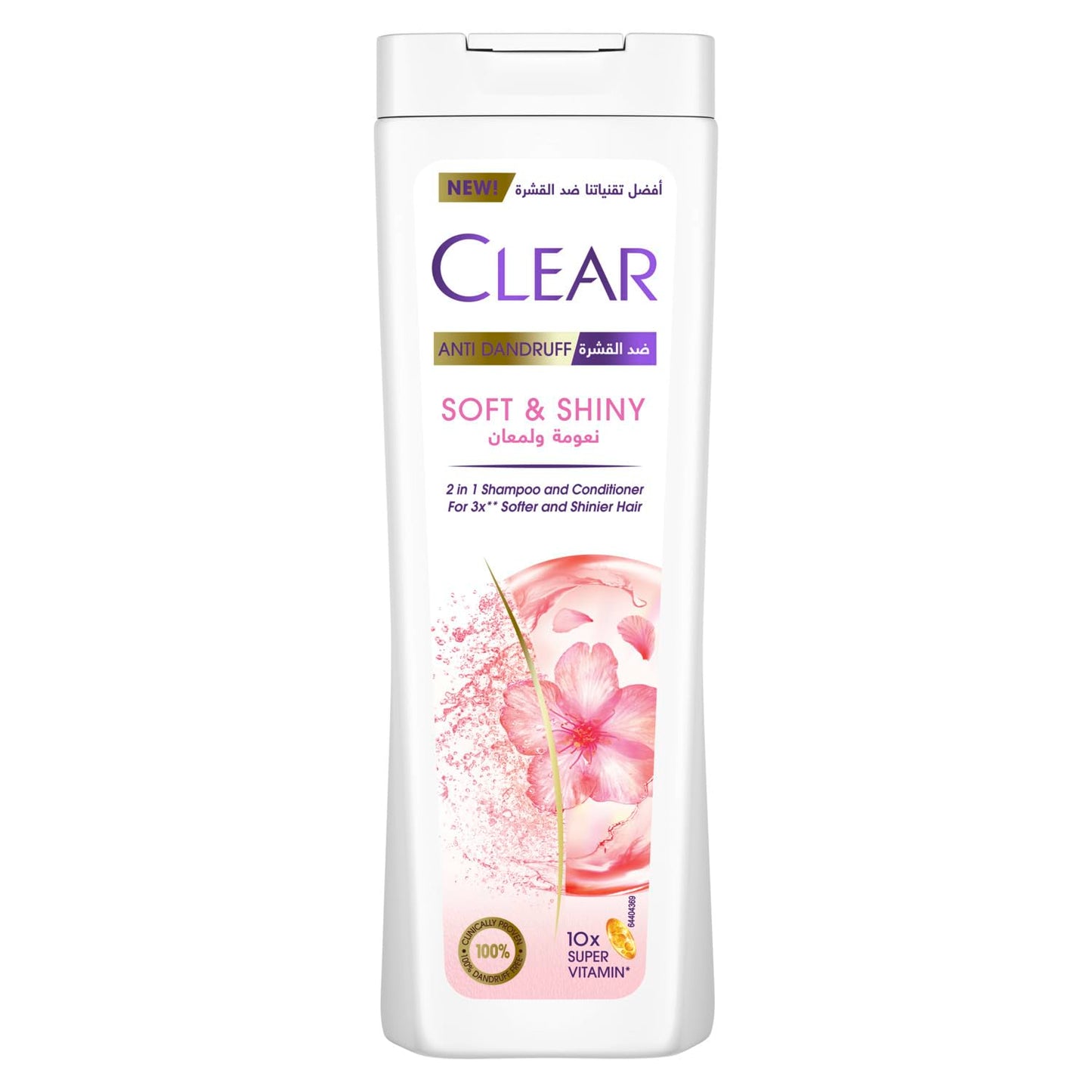 CLEAR Anti Dandruff 2IN1 Shampoo and Conditioner Soft & Shiny, for 3X softer and shiner hair, 180ML