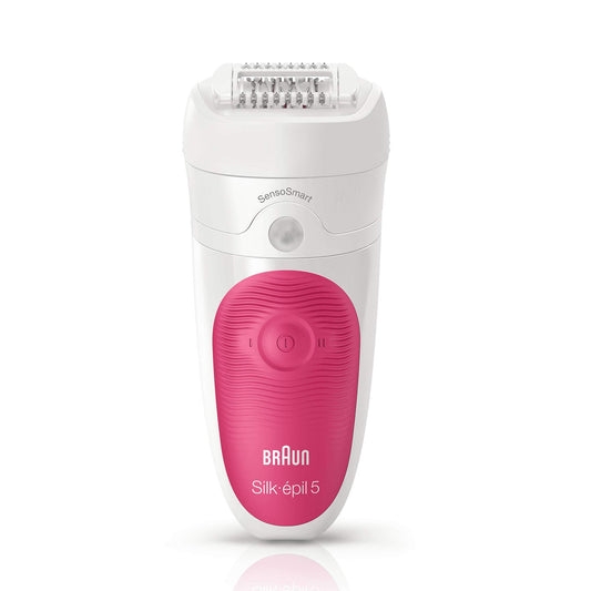 Braun Silk epil 5 – SE 5-513 – Wet & Dry 2 in 1 Starter Set Cordless Epilator with 3 extras, White/Red