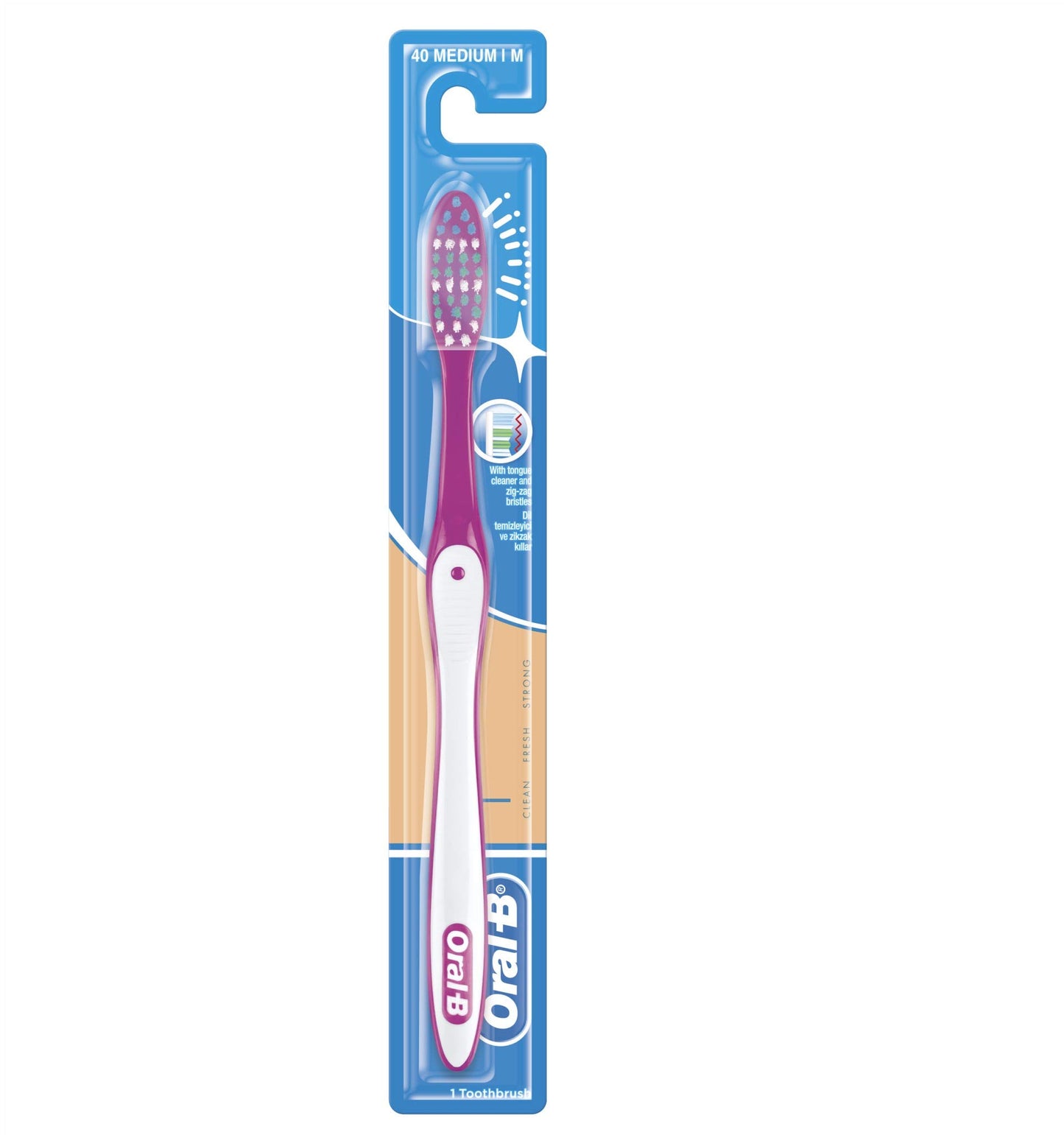 Oral-B 123 Clean Fresh Strong Manual Toothbrush, Medium – Multi-Colored