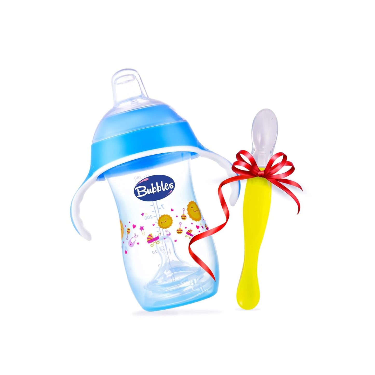 Bubbles Offer Bubbles Cup 280 ml with hand Blue +Silicone spoon Gift 2 Piece