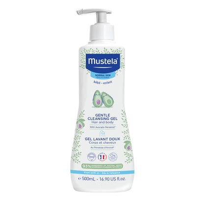 Mustela Baby Gentle Cleansing Gel - Baby Hair & Body Wash - with Natural Avocado fortified with Vitamin B5 - Biodegradable Formula & Tear-Free â€“ 16.90 fl. oz. (Pack of 1)