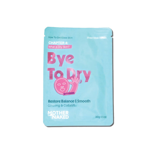 Mother Naked MotherNaked Bye to Dry Sheet Mask | 30g | Ginseng & Collalift Hyaluronic Acid | Hydrating Sheet Mask for Dry Skin