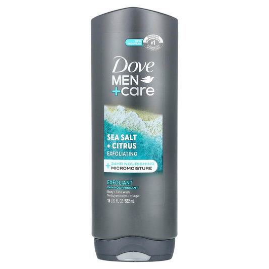Dove Men + Care, Body + Face Wash, Sea Salt + Citrus, 18 Fl Oz (532 Ml)