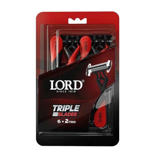 LORD Triple Blades Disposable Razors, 6+2 free "Red" - Premium Pack