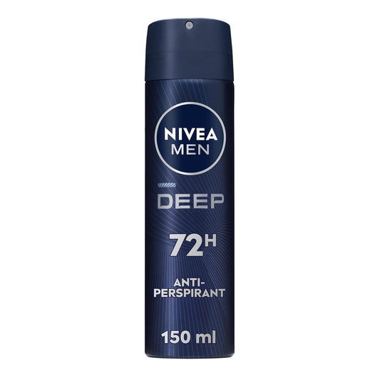 NIVEA MEN Antiperspirant Spray for Men, DEEP Black Carbon Antibacterial, 150ml