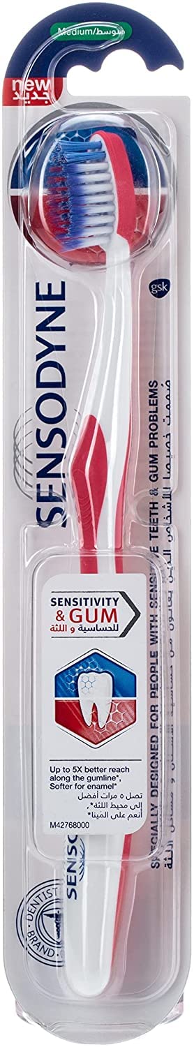 Sensodyne Toothbrush for Sensitive Teeth, Sensitivity & Gum Brush with Medium Bristles, Multi-Colour