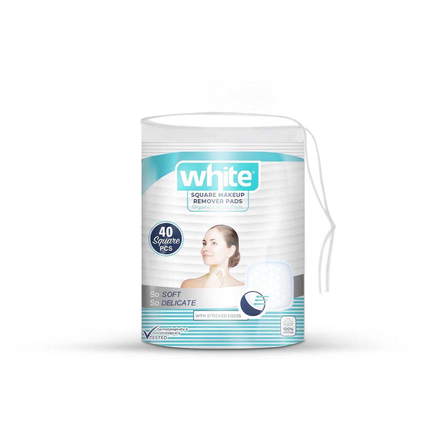 White square 100% Cotton Pads – 40pcs | 100% Pure Cotton for Luxurious Skincare & Makeup Removal