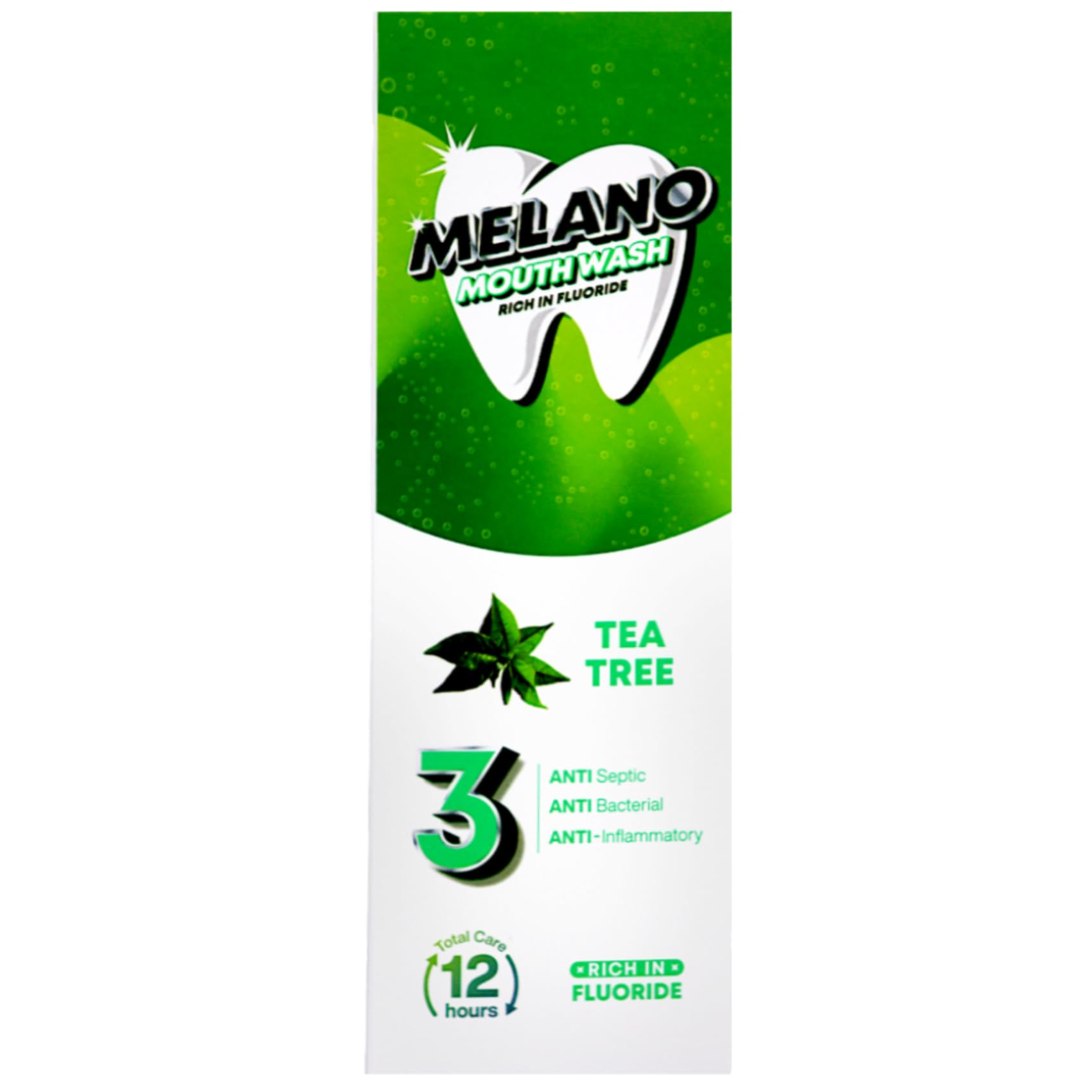 Melano Pharma MouthWash Rich In Fluoride Total Care 12 Hours-Tea Tree-300ml