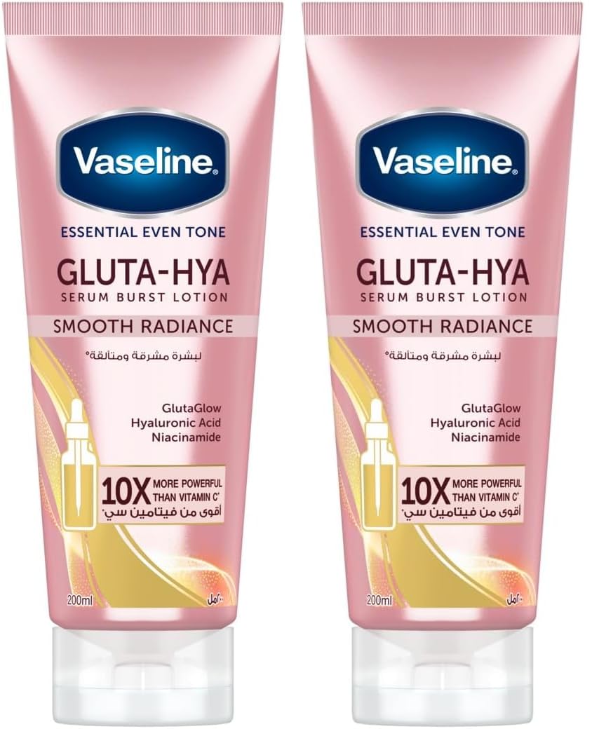 Vaseline Gluta-Hya Smooth Radiance Serum Burst body Lotion,10x more powerful than vitamin c, for glowing & bright skin, 200ml (Pack of 2)