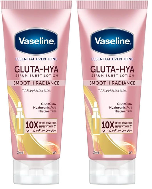 Vaseline Gluta-Hya Smooth Radiance Serum Burst body Lotion,10x more powerful than vitamin c, for glowing & bright skin, 200ml (Pack of 2)