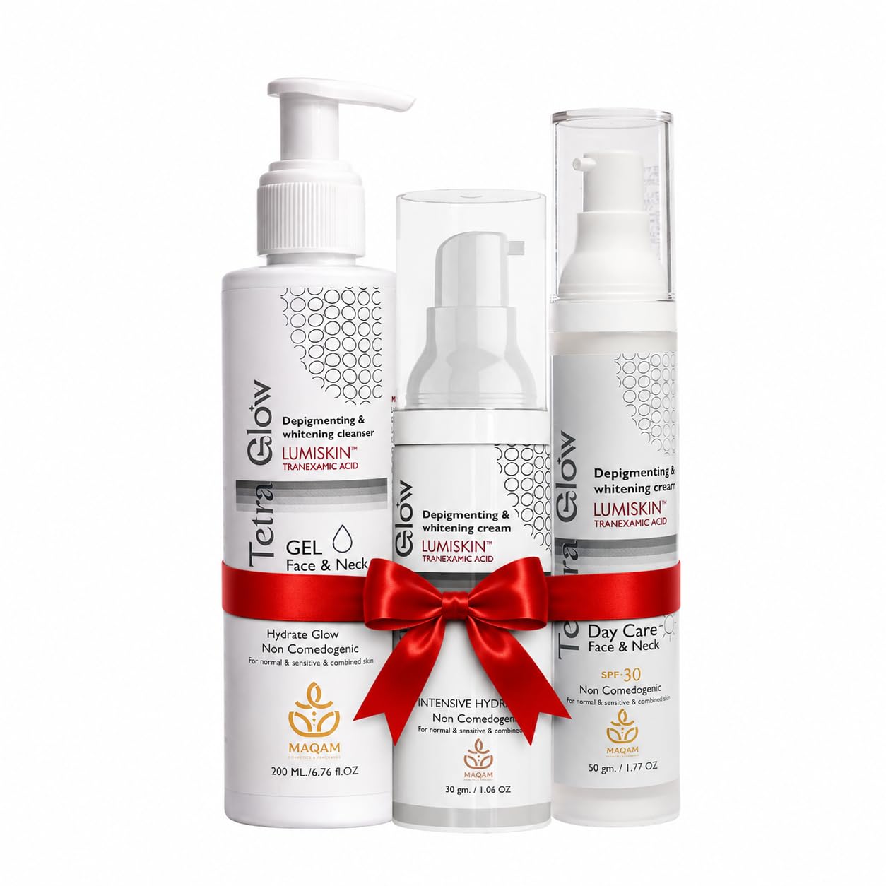 Tetra Glow Face & Neck Routine, Complete Brightening Routine: 3-step face & neck care system designed to cleanse, treat, and protect for visibly brighter
