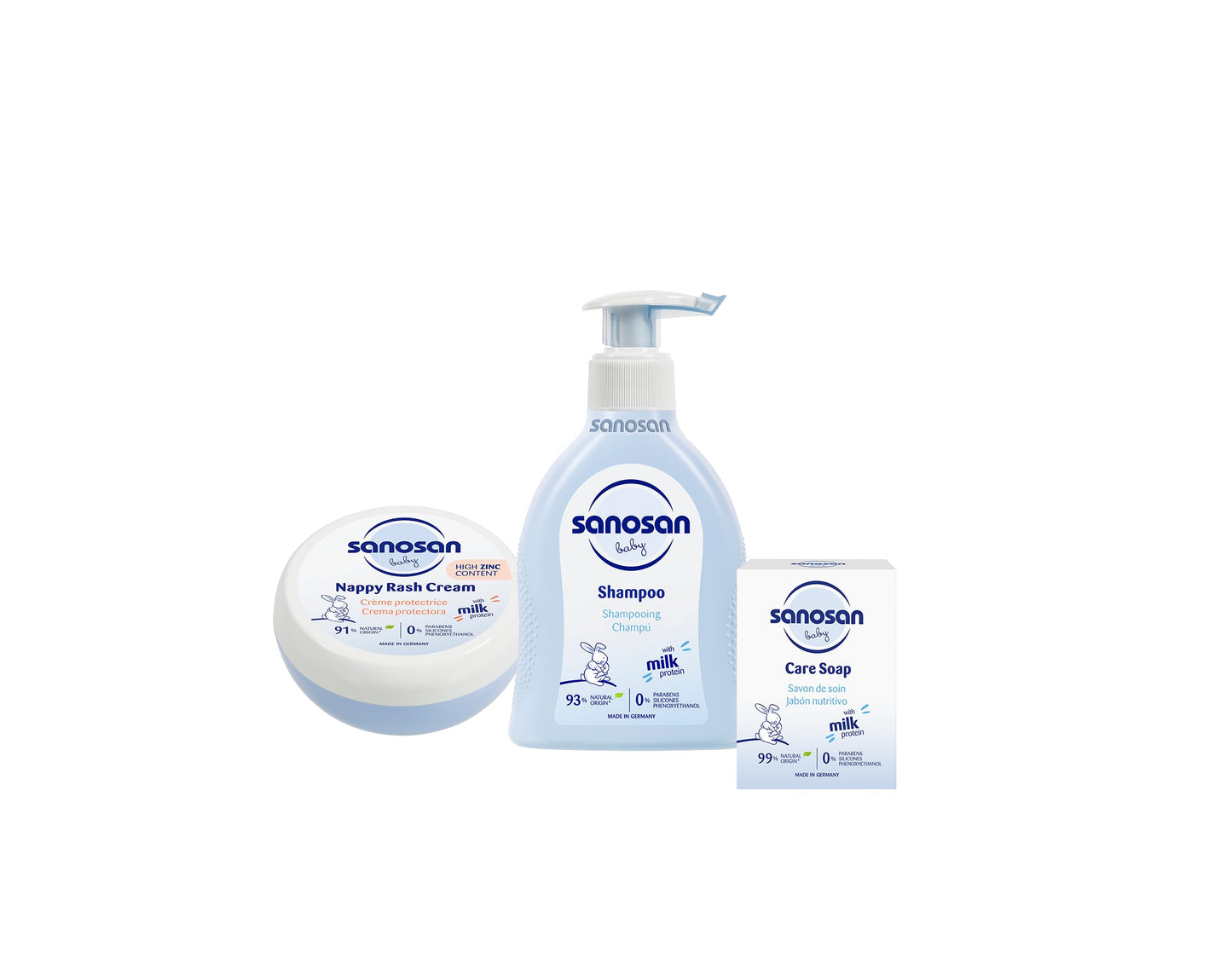 Sanosan bundle 14 (nappy rash cream 150 ml+ baby shampoo 200 ml + soap 100 gm)