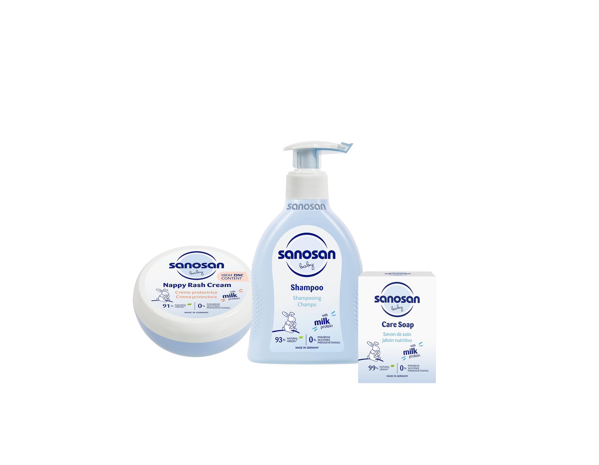 Sanosan bundle 14 (nappy rash cream 150 ml+ baby shampoo 200 ml + soap 100 gm)