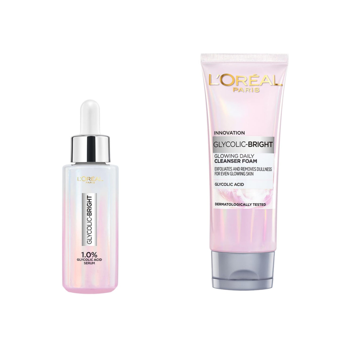 L’Oréal Paris Glycolic Bundle, Glowing Serum 30 ml + Daily Cleanser Foam 100 ml
