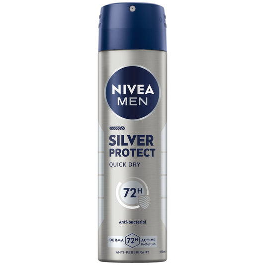 NIVEA MEN Antiperspirant Spray for Men, Silver Protect Antibacterial Protection, 150ml